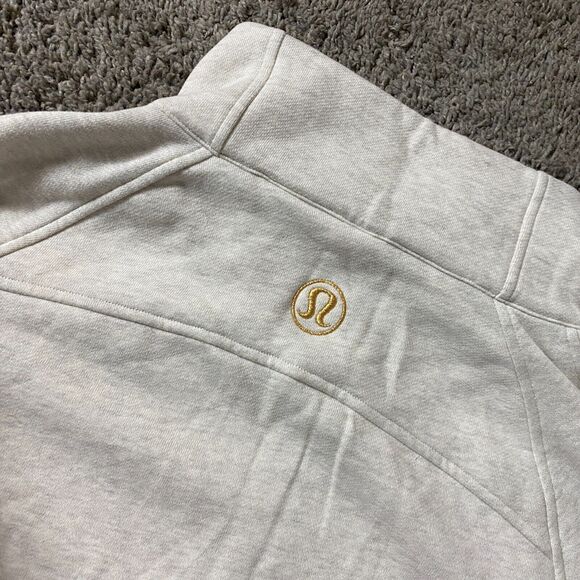 Lululemon Size XL XXL Scuba Oversized Funnel-Neck Half Zip Heathered Bone Gold - Picture 7 of 9